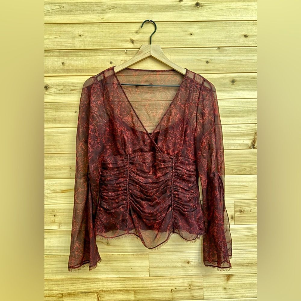 Ellie Tahari Sz Small Silk Whimsigoth Dark Romantic Y2K Babydoll Empire Blouse